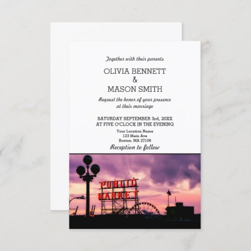 Seattle Wa Skyline Cityscape Wedding Invitation