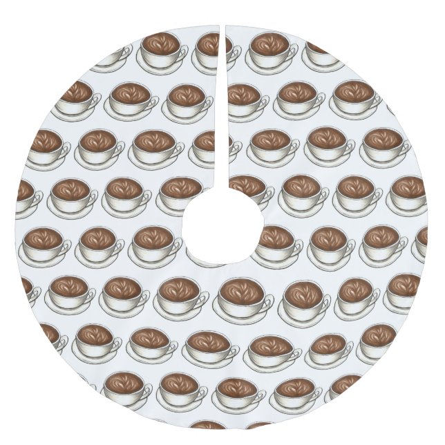 Seattle WA Washington Coffee Cup Latte Brushed Polyester Tree Skirt (Front)