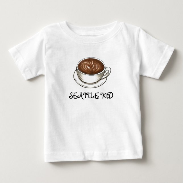 Seattle WA Washington Kid Latte Coffee Cup Baby T-Shirt (Front)