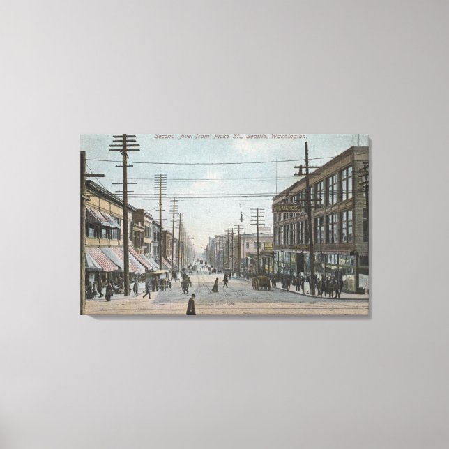 Seattle, WASecond Avenue from Pike Street Canvas Print (Front)