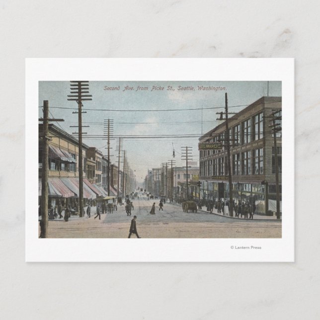 Seattle, WASecond Avenue from Pike Street Postcard (Front)