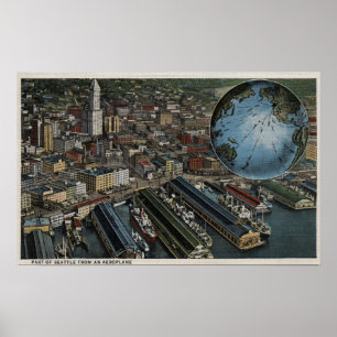Seattle, Washington - Aerial of Seattle Poster