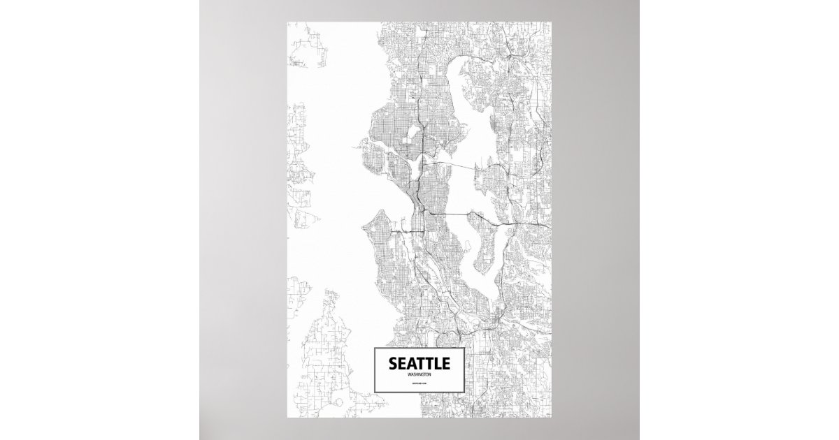 Seattle, Washington (black on white) Poster | Zazzle