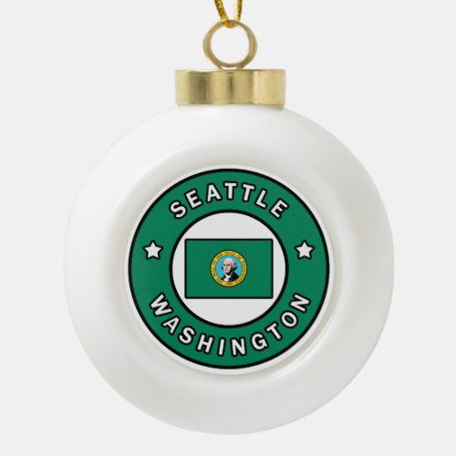 Seattle Washington Ceramic Ball Christmas Ornament