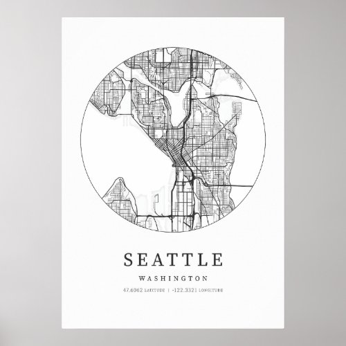 Seattle Washington City Map Poster