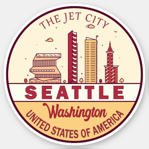 Seattle Washington City Skyline Emblem Sticker