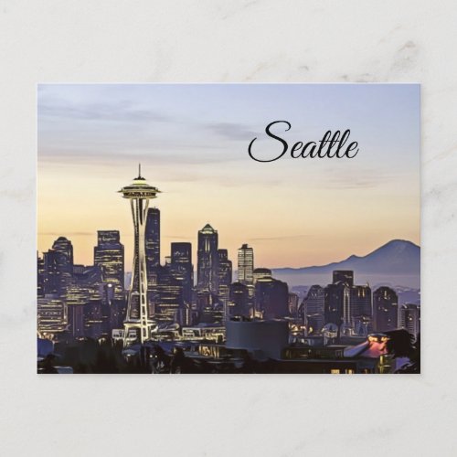 Seattle Washington City Skyline Postcard