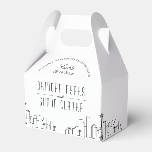 Seattle Washington  City Skyline Wedding  Favor Boxes