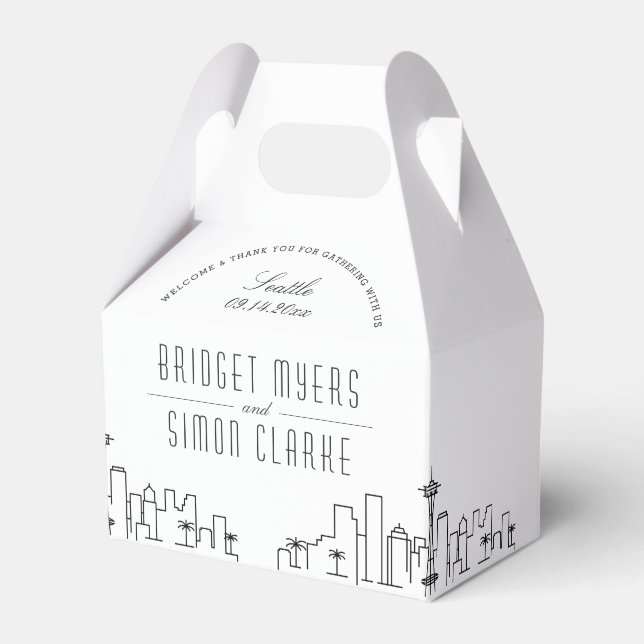 Seattle, Washington | City Skyline Wedding  Favor Boxes (Front Side)