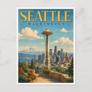Seattle Washington City View GeoSaga Postcard