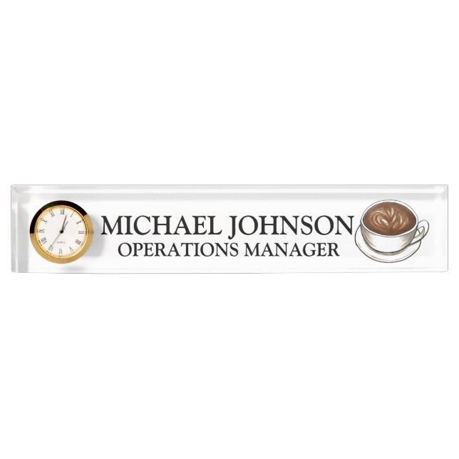 Seattle Washington Cup of Coffee Latte Barista Desk Name Plate (Front)