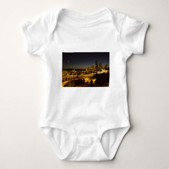 Seattle Washington Downtown Skyline at Sunset Baby Bodysuit
