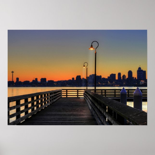 Seattle Washington Downtown Skyline Poster (Front)