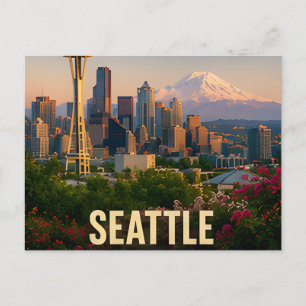 Seattle Washington Emerald City Travel Gift Postcard