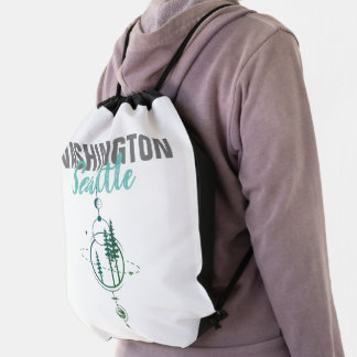 Seattle Washington Geometric Trees Drawstring Bag
