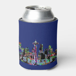 Seattle, Washington in graffiti Can Cooler