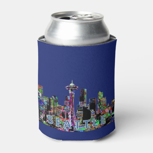 Seattle, Washington in graffiti Can Cooler (Can Front)