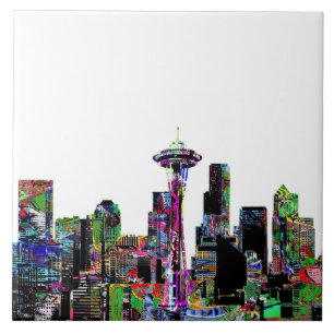 Seattle, Washington in graffiti Ceramic Tile