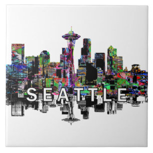 Seattle, Washington in graffiti Ceramic Tile