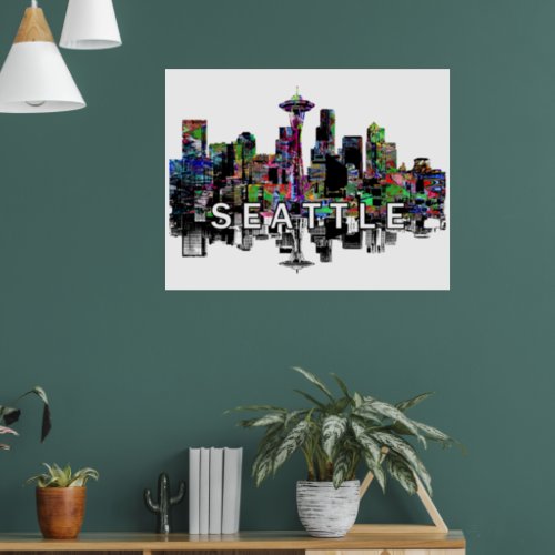 Seattle Washington in graffiti Poster