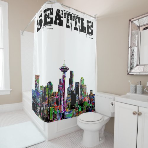 Seattle Washington in graffiti Shower Curtain