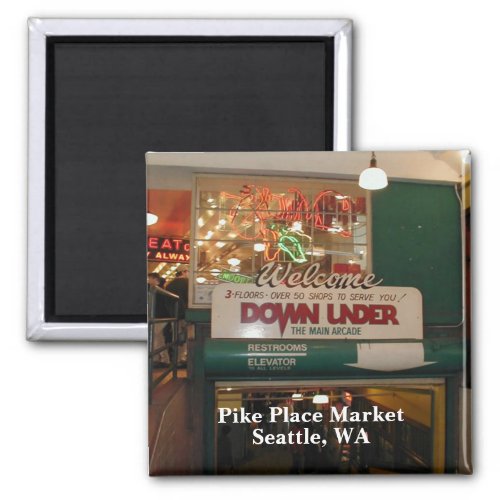 Seattle Washington Interior of Pike Place Market Magnet