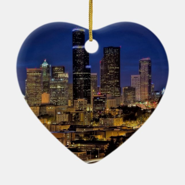 Seattle, Washington Keepsake Souvenir Christmas Ceramic Ornament (Back)