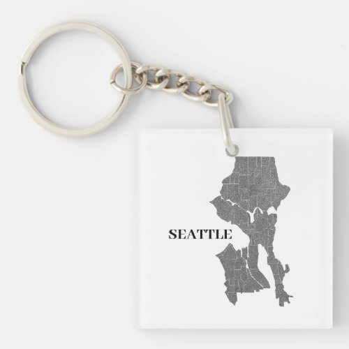 Seattle Washington Map Art Keychain