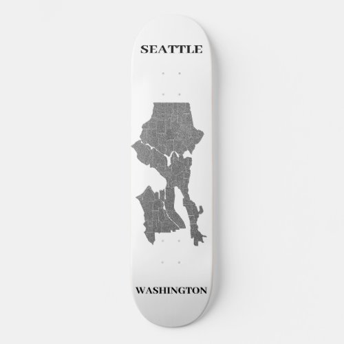 Seattle Washington Map Art  Skateboard