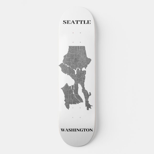 Seattle, Washington Map Art  Skateboard (Front)