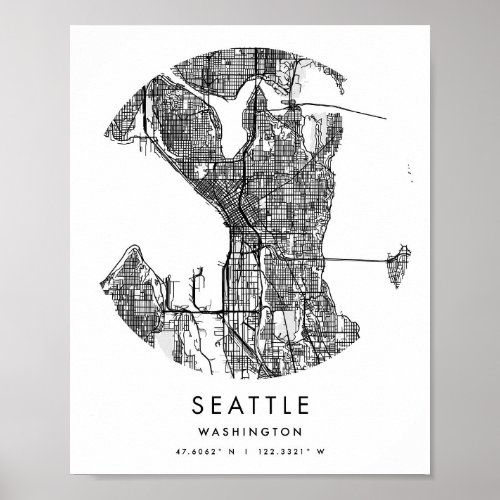 Seattle Washington Minimal Modern Circle Street Ma Poster