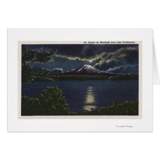 Seattle, Washington - Moonlit View of Mt. Cards (Front Horizontal)