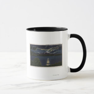 Seattle, Washington - Moonlit View of Mt. Mug