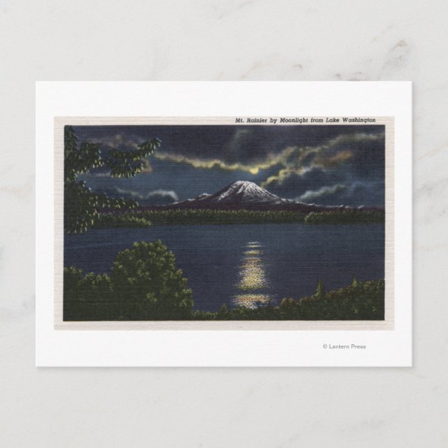 Seattle, Washington - Moonlit View of Mt. Postcard (Front)