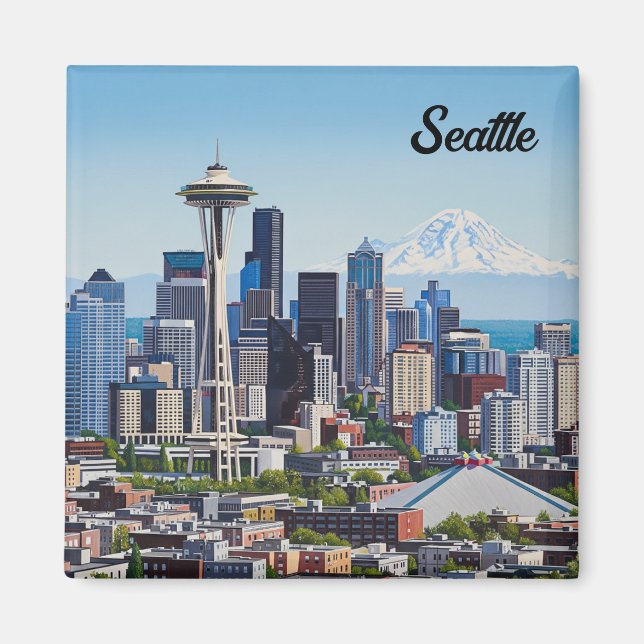 Seattle Washington Mt Rainier Magnet (Front)