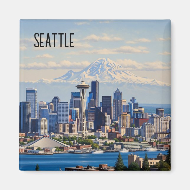 Seattle Washington Mt Rainier Magnet (Front)