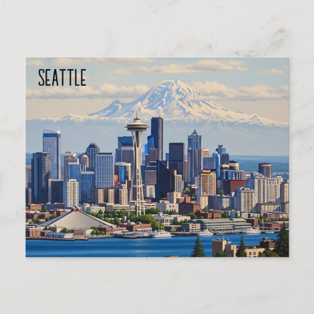 Seattle Washington Mt Rainier Postcard (Front)