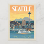 Seattle, Washington Postcard<br><div class="desc">Anderson Design Group is an award-winning illustration and design firm in Nashville,  Tennessee. Founder Joel Anderson directs a team of talented artists to create original poster art that looks like classic vintage advertising prints from the 1920s to the 1960s.</div>