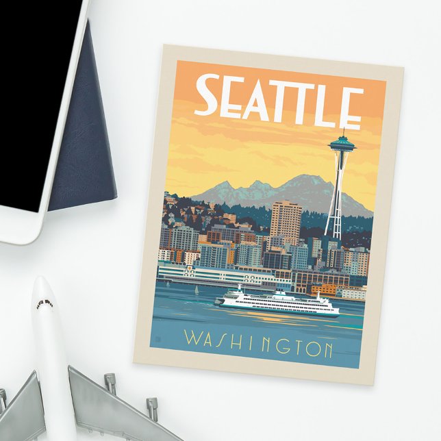 Seattle, Washington Postcard (Postcard on table)