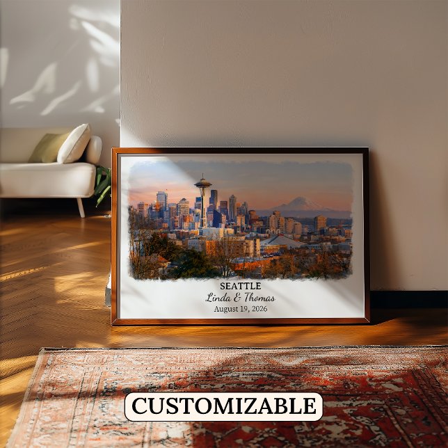 Seattle Washington Poster, Watercolor, Custom Poster (Creator Uploaded)