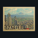 Seattle Washington Rainier Skyline Vintage Travel Postcard<br><div class="desc">Seattle Washington design in Vintage Travel style featuring Mount Rainier in the background of a city view.</div>