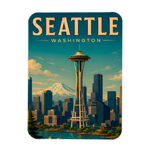 ☕ Seattle Washington Retro Vacation Memory Magnet