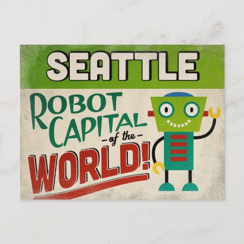 Seattle Washington Robot _ Funny Vintage Postcard