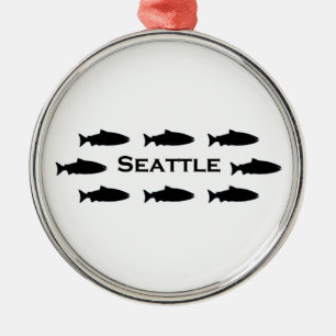 Seattle Washington Salmon Logo Metal Ornament