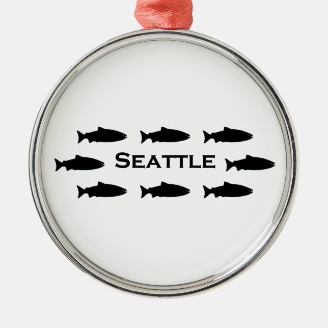 Seattle Washington Salmon Logo Metal Ornament (Front)