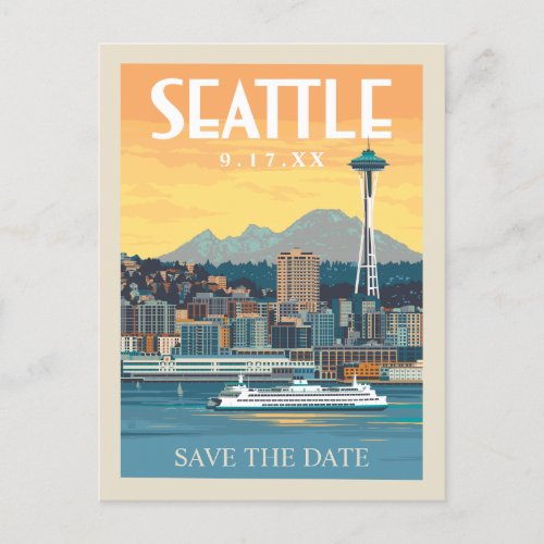 Seattle Washington  Save the Date Invitation Postcard