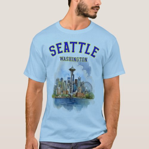 Seattle Washington Seatle Skyline  Space Needle T_Shirt