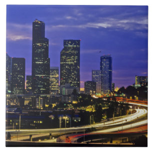 Seattle, Washington skyline at night Ceramic Tile