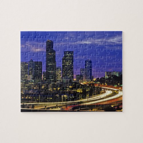 Seattle Washington skyline at night Jigsaw Puzzle