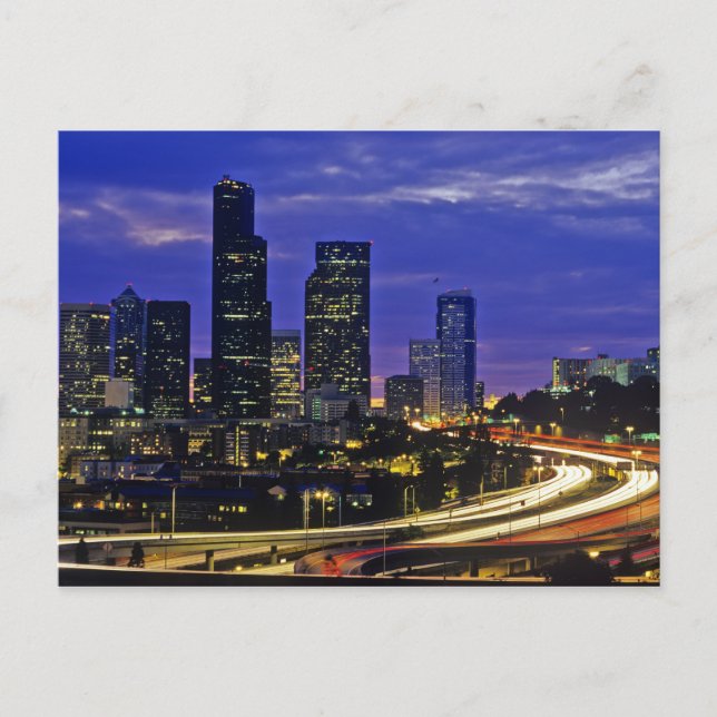 Seattle, Washington skyline at night Postcard (Front)